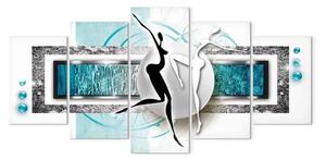 Quadro contemporaneo Danza invernale - astrazione di due figure che ballano su sfondo blu
