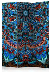 Paravento separè Fantasia Blu - mandala colorata in stile orientale blu