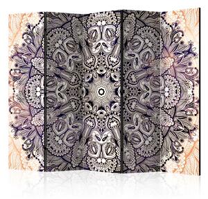 Paravento Arte Orientale II - mandala orientale viola su sfondo beige