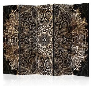 Paravento design Finezza Esotica II - mandala orientale beige su sfondo nero