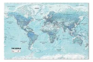 Quadro contemporaneo Mappa del mondo: Mondo blu - mappa politica blu con iscrizioni