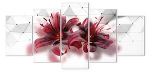 Quadro su tela Fiori della modernità - giglio rosso su sfondo astratto bianco