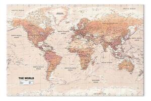 Quadro moderno Mappa del mondo: Il mondo arancione