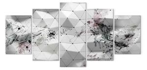 Quadro contemporaneo Schizzi e triangoli - texture grigia astratta in stile industriale