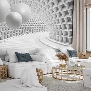 Carta da parati Astrazione moderna - tunnel geometrico 3D in tonalità di grigio