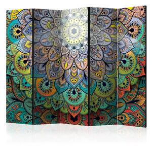 Paravento design Vetrata Colorata II - mandala orientale con motivo molto colorato