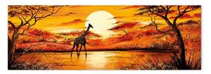 Quadro Giraffa solitaria - paesaggio artistico con tramonto