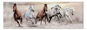 Quadro contemporaneo Galoppo verso la libertà - cavalli bianchi e marroni sulla sabbia