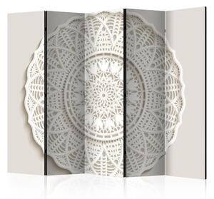 Paravento separè Mandala 3D II - mandala bianca con ornamenti in 3D