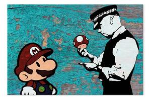 Quadro su tela Banksy su legno