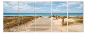 Quadro contemporaneo Accesso alla spiaggia (5 parti) - vista del Mar Mediterraneo