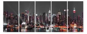Quadro su tela New York: Insonnia (5 pezzi) - città nella quiete notturna