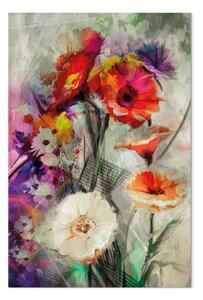 Quadro Gerbere bicolori - fiori rustici beige e rossi