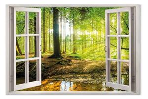 Quadro su tela Finestra: vista sulla foresta