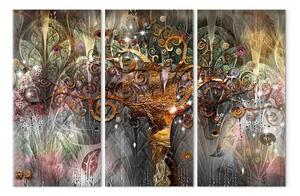 Quadro contemporaneo Albero dorato (3 pezzi) - astrazione secessionista