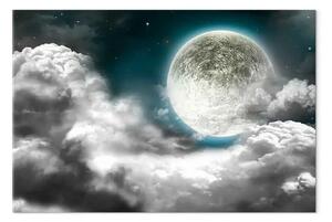 Quadro su tela Globo d'argento - nuvole dense e cielo con Luna piena