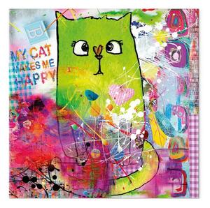 Quadro moderno Gatto pazzo - allegro e colorato per bambini