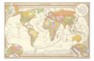 Quadro moderno Mappamondo color crema