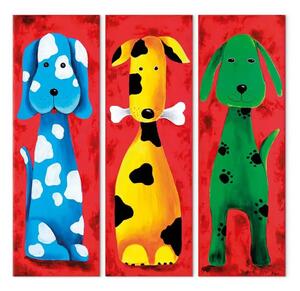 Quadro moderno Cani tre colori