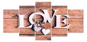 Quadro contemporaneo Lettere in legno (5 pezzi) largo