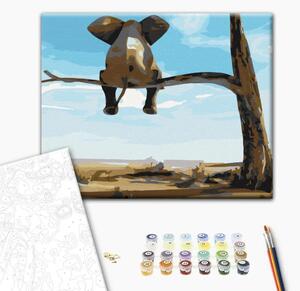 Quadro da dipingere con i numeri Elefante sull'albero