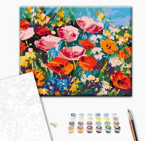 Tela da dipingere con numeri Fiori del prato colorati
