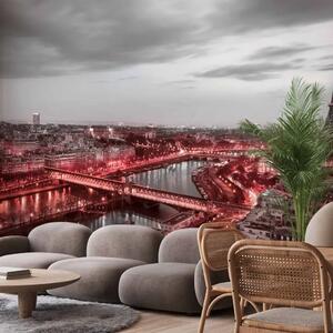 Carta da parati moderna Parigi: strade rosse - architettura in bianco e nero