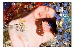 Quadro Abbraccio materno largo - astrazione di donna con bambino