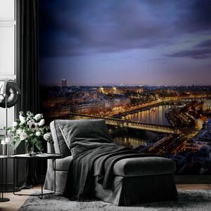 Carta da parati Architettura di Parigi - città francese di notte con Torre Eiffel