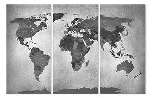 Quadro moderno Mappa su cemento (3 pezzi)