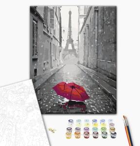 Quadro da dipingere Parigi (ombrello rosso)