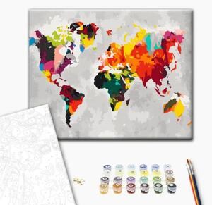 Quadro da dipingere con i numeri Mappamondo (colori sgargianti)