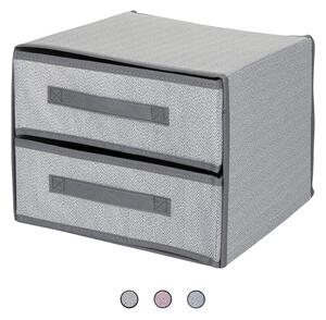 Organizer cassettiera con 2 cassetti e manici in tnt effetto spigato 30x30xh.25 cm