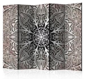 Paravento design Piume Rosa II - mandala orientale con accento rosa in stile Zen