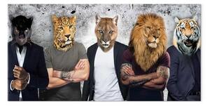 Quadro su tela Diverse facce largo - street art di persone come animali