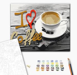 Quadro da dipingere con i numeri Amo il caffè