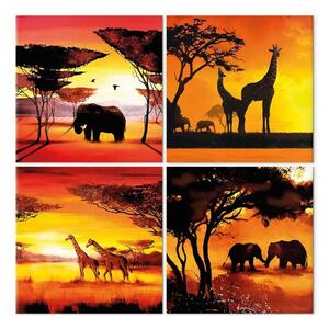 Quadro su tela Animali dell'Africa (4 pezzi)