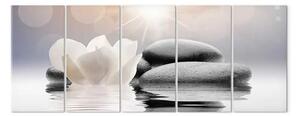 Quadro Pietre sull'acqua (5 pezzi) stretto - atmosfera orientale in stile Zen