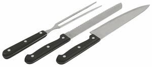 Set 3 utensili in acciaio inox per barbecue forchettone e 2 coltelli BestBQ