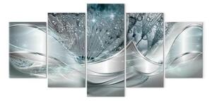 Quadro Soffioni luminosi (5 pezzi) largo - splendore argentato astratto