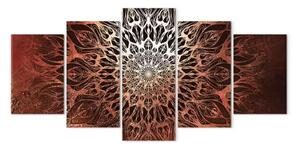 Quadro moderno Ipnosi (5 pezzi) largo - mandala orientale in atmosfera Zen