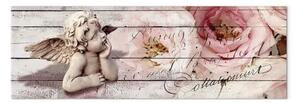 Quadro contemporaneo Contemplazione stretto - angelo e fiori in stile vintage