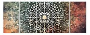 Quadro moderno Centro (5 pezzi) stretto verde - mandala stile orientale