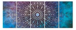 Quadro su tela Centro (5 pezzi) stretto blu - mandala stile orientale