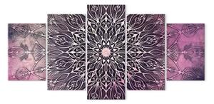 Quadro Centro (5 pezzi) largo rosa - mandala stile orientale