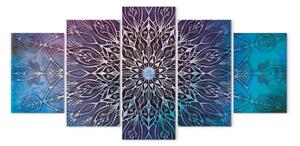 Quadro contemporaneo Centro (5 pezzi) largo blu - mandala stile orientale