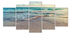 Quadro contemporaneo Spiaggia a Punta Cana (5 pezzi) largo - paesaggio spiaggia tropicale
