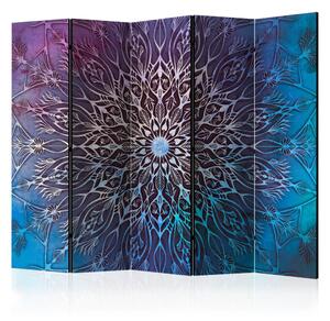 Paravento Centro blu II - mandala orientale blu in stile Zen