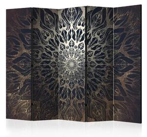 Paravento design Ragnatela marrone II - mandala orientale marrone in stile Zen