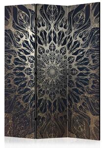 Paravento separè Ragnatela marrone - mandala orientale con delicato colore dorato